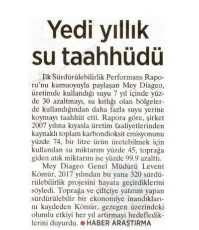 Milliyet / 7 Yıllık Su Taahütü